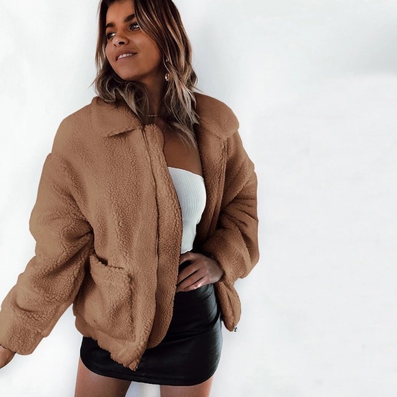 camel teddy bear coat